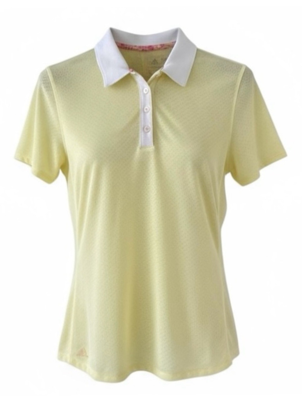 adidas Light Yellow with White Trim Short Sleeve Polo Shirt Size Small